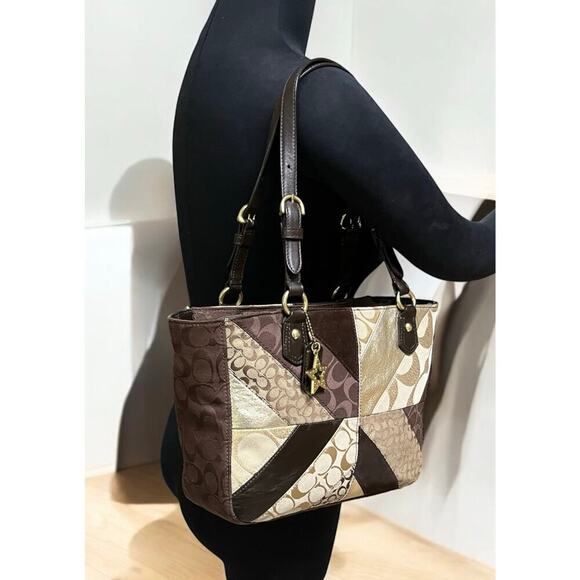 Y2K Coach F17614 Gallery Signature Patchwork Shoulder Bag & F46199 Wristlet - Picture 11 of 14